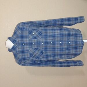 Men's American Eagle Vintage Fit Long Sleeve Pearl Snap Plaid Shirt Size…